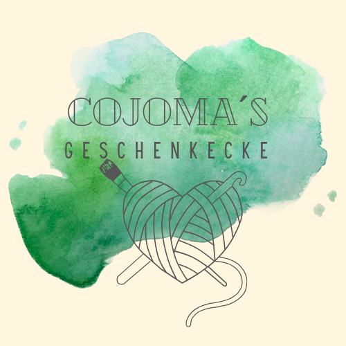 Cojomas Geschenkecke - Aquarellklecks, Herz aus Wolle mit Pinsel und nadel gekreuzt